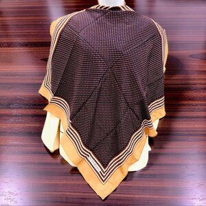 Beautiful Yves Saint Laurent  Silk Satin Scarf 31" Brown purple square Dots  (26